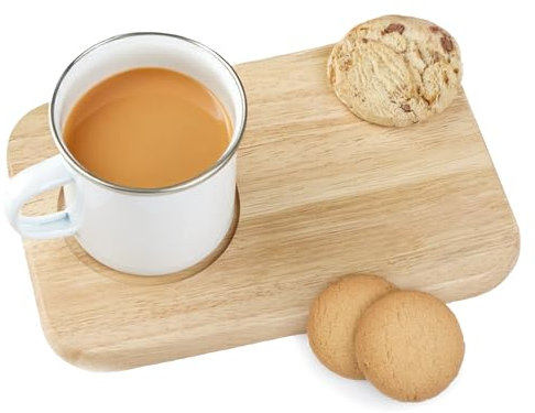 Tea And Biscuit Tray | Wooden Tea and Biscuits Board | Serving Tray with A Separate Cup Space | Easy to Clean Coffee and Cake Board | Christmas, Birthday Gift for Tea Lovers (Hevea Wood)