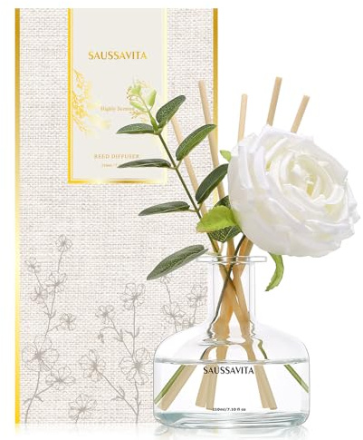 Diffuseur de Parfum 210ml, avec Fleurs Reed Diffuser Set, Parfum Floral Ambiance Maison, Decoration pour Chambre, Salon, Salle de Bain, Bureau