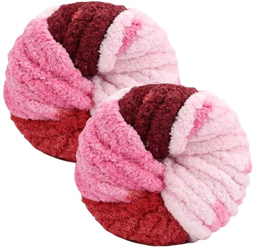 Bafeil Chunky Yarn Wool 250g x 2, Neon Chenille Yarn Thick Wool Balls Super Soft Fluffy Knitting Yarn for Crochet, Hand Knitting Blankets, Scarves, Hats, Bags, Baby Blankets, Craft Projects