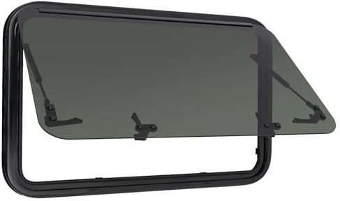 JJsdwin Fenêtre de camping-car 800 x 500 mm, fenêtre de caravane RV avec vitre, fenêtre d'exposition pour camping-car, angle d'ouverture max. 85 ° | Translucidité d'environ 18 %