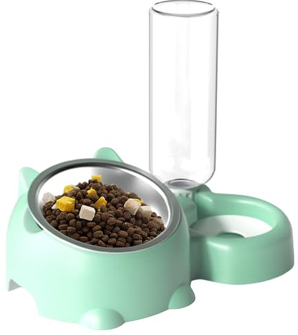 per gatti – Set di ciotole inclinate per cibo e acqua perr gatti e cani, con inserto in acciaio, antiscivolo e rialzata, design ergonomico perr protezione del collo degli animali