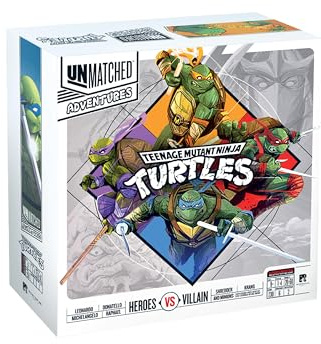 Restoration Games Unmatched Adventures Teenage Mutant Ninja Turtles - Cooperative Strategy Board Game for 1 to 4 Players - Heroes and Villains Expansion - 20-60 Min Playtime - Ages 9+