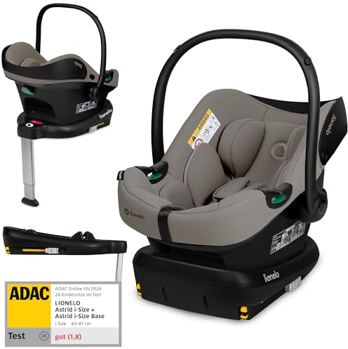 Lionelo ASTRID i-Size SET Silla de Coche con Base 40-87 cm (Grupo 0+) Portabebés Montaje ISOFIX, Cinturones de Seguridad 3 Puntos Protección Lateral, Reductor Dri-Seat, i-Size R129