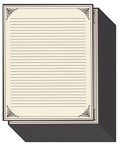 Juvale Vintage Lined Letter Paper - 96 Sheets, 8.5 x 11 In, Cream - Letter Writing Paper with Lines & Antique Border Design for Invitations & Notes