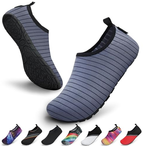 SAGUARO Escarpines Hombre Mujer para Buceo Snorkel Surf Natación Piscina Vela Mares Rocas Río Zapatos para Agua Calzado Playa Zapatillas Deportes Acuáticos(Gris, 44/45 EU)