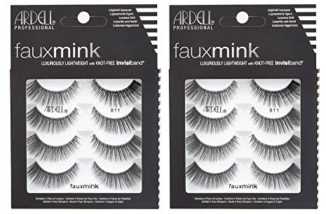 Ardell Faux Mink Lashes 811 False Eyelashes – Knot-Free Invisiband, Natural Wispy Lashes Strips, Reusable Fake Lashes, 2 Pack