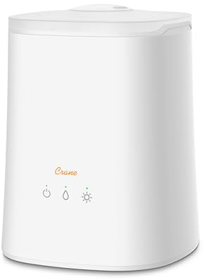 Crane Top Fill Ultrasonic Cool Mist Humidifier for Bedroom and Large Rooms, 1.2 Gallon Essential Oil Diffuser with Nightlight and Auto Shut-Off