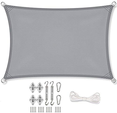 Vivanutria aguasol Sonnensegel Rechteck 4 x 6 m + GRATIS (!) Befestigungsmaterial | Farbe Taupe | für Garten, Balkon & Terrasse | Sonnenschutz | Wetterschutz | wasserabweisend | PES | Polyester