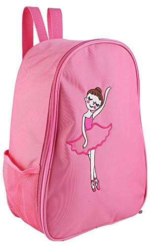 Mädchen Balletttasche Zip Top Grab Bag Mädchen Ballett mit angebrachter Geldbörse Ballerina Dance bestickter Rucksack(Rosa)