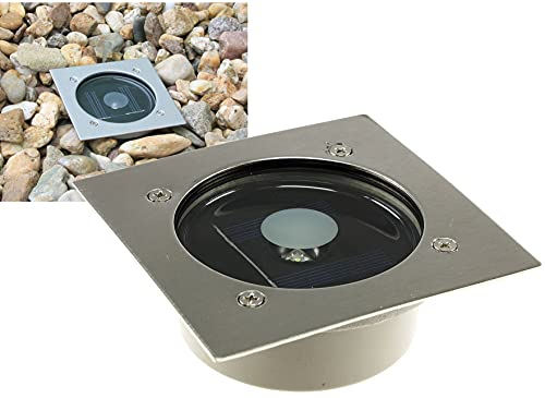 ChiliTec Solar Bodenleuchte Eckig 10x10x4cm IP44 LED Aussen Bodenstrahler Edelstahl-Front Weisses Licht 6 Stück
