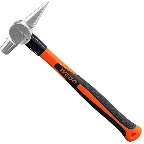 WEDO Martillo de prueba,Martillo de mecánico de acero inoxidable,Maza pequeña de Mango de Fibra,resistente a la corrosión,Largo 280mm,Cabeza forjada,Peso de la cabeza del Martillo 250g