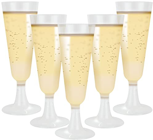 AKOLAFE 100 Stück Sektgläser Plastik 160ml Sektgläser Kunststoff Mehrweg BPA-frei Sektglas Transparentes Günstiger Sektkelch Stapelbare Champagnergläser für Hochzeiten, Geburtstage, Partys