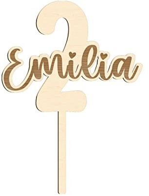 Alsino Cake Topper Geburtstag Tortenstecker personalisiert mit Namen und Geburtstagszahl - Holz oder Acrylglas erster Geburtstag Birthday Zahl Acryl Kuchen Torte (Holz Birke Multiplex)
