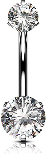 OUFER Body Piercing Piercing per ombelico interno in titanio massiccio, 14 mm, extra lungo, 14 g, piercing per ombelico