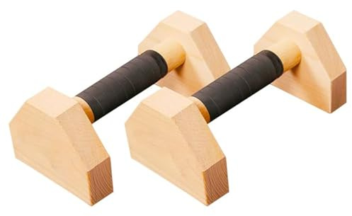 Bounabay Push Up Bars Stands, 1 Pair Wooden Parallettes Gravity Fitness, Mini Handle Pumps, Push Ups for Fitness, Gymnastics, Aerobics (Wood)