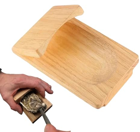 Eteslot Austernhalter, Austernöffner, Austernmesser, Oyster Clamp, Oyster Shucking Clamp, Austernschäler, Holzwerkzeuge, Austernschälklammer, Tablett, Schälen