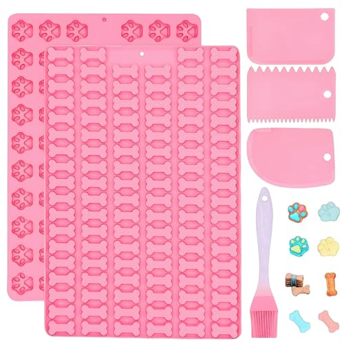 GOTRUST 2 Silicone Dog Biscuit Baking Mat Mini Non-Stick Silicone Mold Dog Treats Small Reusable Silicone Mat Baking Mold Baking Mat for Biscuits Candy Chocolate