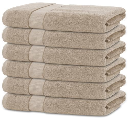 BANANALU 6 Handtücher Set 50x100cm 100% Baumwolle Gästehandtücher Handtuch Taupe