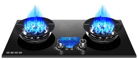 Cuisinière À Gaz Intégrée En Acier Inoxydable De 75 Cm, 2 Brûleurs, 5,2 KW, Minuterie Indépendante Double Face, Dispositif De Protection Contre Les Extinctions Accidentelles(NG)