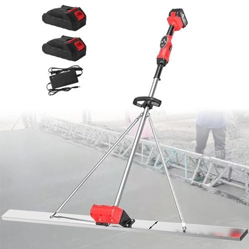 XCSCUK Nivelador de hormigón, nivelador vibratorio eléctrico de mortero de cemento, Recargable, Adecuado para aceras, fundición de losas (2Xbattery 1.8M)