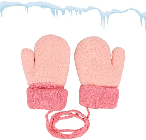 Mitones para niños, guantes de bebé para niños de 2 años, invierno 1-2-3 años, guantes de punto para niños pequeños, guantes de punto con cordón, guantes para niños pequeños, guantes de punto de
