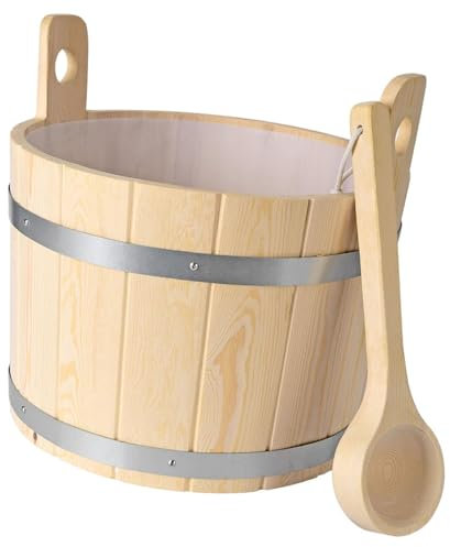 Colcolo Tonneau de sauna en bois de 17 L et louche pour fournitures de bain, résistant à l'usure, polyvalent, portable, spa, outil de salle de bain à vapeur