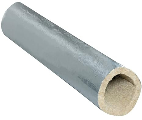 ALLINOX Coppella In Lana Di Roccia 1 MTL Con Alluminio Guaina Isolamento Termico Canne Fumarie Per Camini o Stufe Fino a 350°C Rivestimento Tubo Ignifugo e Antigelo UNIVERSALE (DN 80)