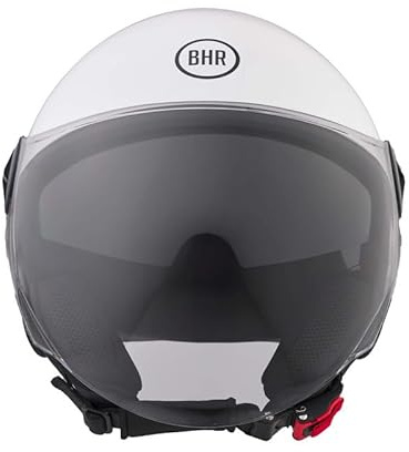 BHR hjälm Demi-Jet 840 DUAL SHIELD – skoterhjälm dubbelvisir godkänd enligt ECE 22.06 med internt solskydd och mikrometrisk frisättning – vit XS