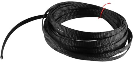 Laroal Black Flame-Retardant Nylon Braided Mesh Tube PET Encrypted Telescopic Braided Tube Cable Flexible Insulation Protection Sleeve 10mm Diameter 10 Meters Long