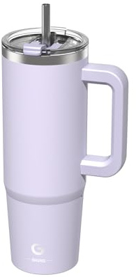 BIGRD Kaffeebecher to Go Trinkbecher mit Deckel und Strohhalm 890ml,Trinkflasche Sport Thermobecher Doppelwandiger Edelstahl Travel Mug Isolierung für Wärme und Kälte,BPA-frei,Lila