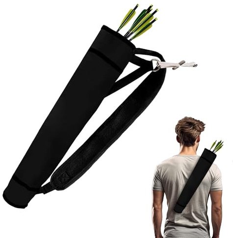 JIMGIED Tragbarer Köcher für Pfeile Multifunktional Bogenschießen Quiver Rücken Verstellbare Köcher Zurucksack für Pfeile Eine Schulter für Jugend und Erwachsene Outdoor Praxis - Schwarz