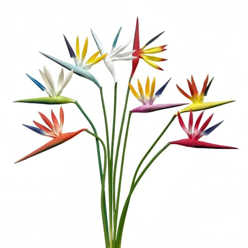 DODXIAOBEUL Medium Bird of Paradise 23 Inch Permanent Flower Stem,Real Touch Flowers Soft Rubber PU Artificial Plants for Home Office - 8 Pcs (Multicolour)