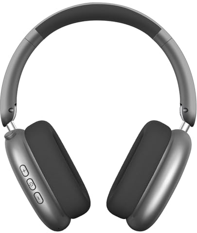 Wentronic Y01 Auriculares Inalámbricos Bluetooth 5.3 con Cancelación de Ruido, Sonido Hi-Res, 48h de Reproducción, Cascos Plegables sobre-Oreja con Micrófono para iOS/Android/PC – Gris Espacial