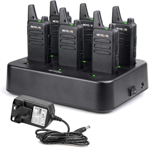 Retevis RT622 Walkie Talkies, Portable Walkie Talkies for Adults, Durable and Rugged, 6 Way Charger, VOX, PMR446 2 Way Radio Professional for Hospitality, Restaurants, Schools (6 Pack, Black)