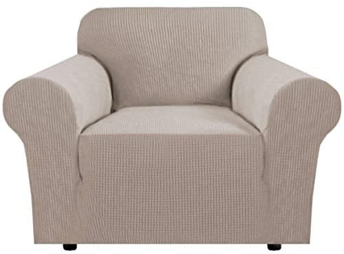 H.VERSAILTEX Armchair Slipcover Stretching Skid Resistance Couch Cover for Dogs, Thick and Durable Soft High Spandex Jacquard Sofa Covers, Form Fitted Chair Slipcover(Armchair 31-40, Sand)