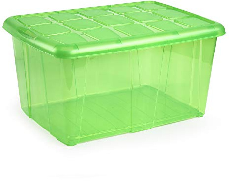 PLASTIC FORTE, Caja de almacenamiento, Verde translucido, 60 litros, sin ruedas