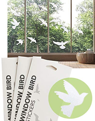 Anti-Kollisions-Fenster-Aufkleber, Vogel-Aufkleber, Silhouetten, Glastürschutz, schützt Vögel, transparent (2 Packungen + 1 Packung, insgesamt 36 Silhouetten)