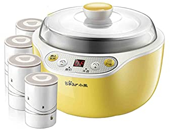 Yogurtiera, Yogurtiera Elettrica con 4 Bicchieri in Ceramica (1000ml) E Ricette, Yogurtiera Facile da Usare con Impostazione di Spegnimento Automatico, Timer Regolabile, Display LCD