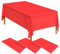ELECLAND 3-teilige rote Kunststoff-Tischdecken 137 cm x 274 cm Kunststoff-rote Tischdecke, rechteckig, rote Tischdecke für Babyparty, Hochzeit, Geburtstag, Weihnachtsfeier-Dekorationen