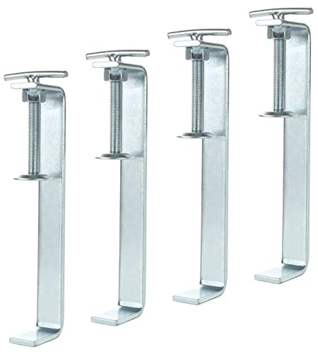 AHUNTTER 4PCS Profile Clamps Bricklaying 200mm Stainless Steel Heavy Duty Brick Laying Clamps with 50mm Adjustable Threaded Rod for Construction– Silver