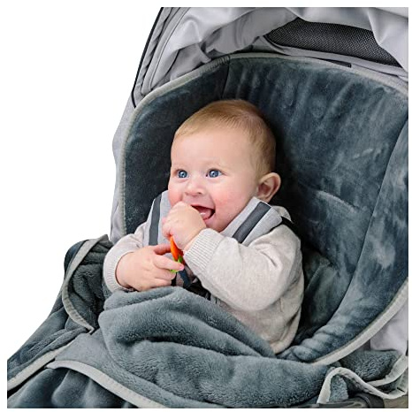 Babysanity Materassino Copri Passeggino Universale invernale in Caldo e Soffice Peluche Con Copertina - Made in Italy - (Peluche Ardesia Scuro)