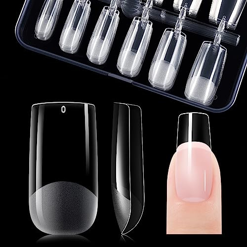 Medium Square Nail Tips for Salon: Gelike EC Soft Gel Nails Tip Easy and Long Last- 120pcs 12 Sizes for DIY Practice Art Design at Home