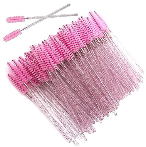 Pennello per Ciglia Monouso,100 pezzi Pennello per Ciglia,Scovolino Ciglia con Manico in Cristallo Scovolini Ciglia,Applicatore Mascara,Scovolino Monouso Mascara per L'estensione Delle Ciglia