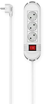 Hama Multiprise 3 Prises Interrupteur Accroches Murales - 16A - 3680W (Prise Multiple Rallonge Electrique 3m, Securité Enfant, Gestion Câbles, Bloc 3 Prises Type F Schuko Compatible France) Blanc
