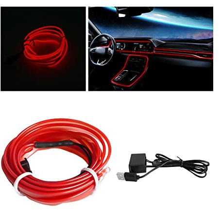 CGEAMDY Kit de Iluminación Ambiental para Decoración de Coche, Ambiental del Coches DIY Iluminación Interior Luz Decorativa, Iluminación Ambiental para Decoración de Interior Coche(Rojo)