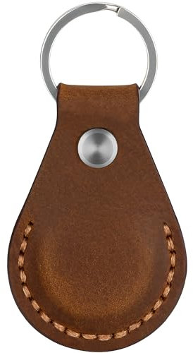 AirGear® Airtag Schlüsselanhänger LEDER ECHT, Anhänger aus Echtem Leder, Hülle aus Echtleder, kompatibel mit Apple Airtag (Brown)