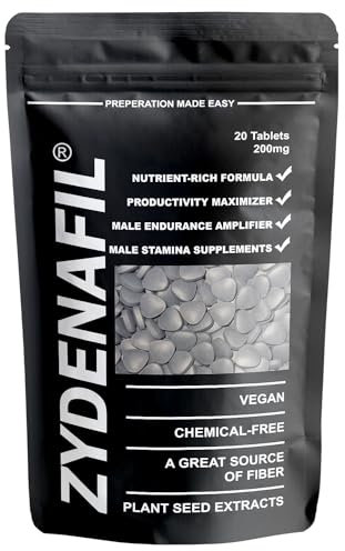Zydenafil 200 mg | 20 Tablets | 100% Herbal Food Supplement | Fast Acting | Ginseng Maca | Energy and Stamina Support | Made in UK Pills Men