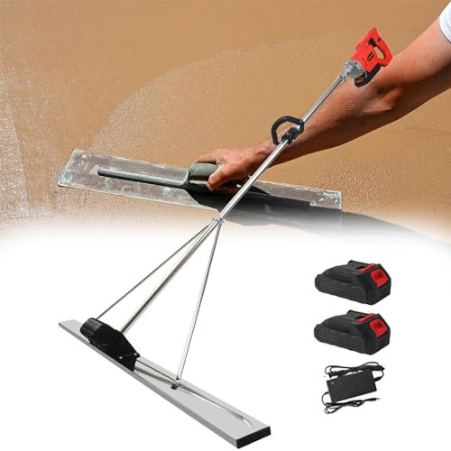 RayGenius Juegos De VibracióN para Solado De HormigóN Herramientas para La PreparacióN De Superficies De HormigóN Apisonadoras De HormigóN A BateríA, Reglas EléCtricas Sin Cable,1.5M-2Xbattery