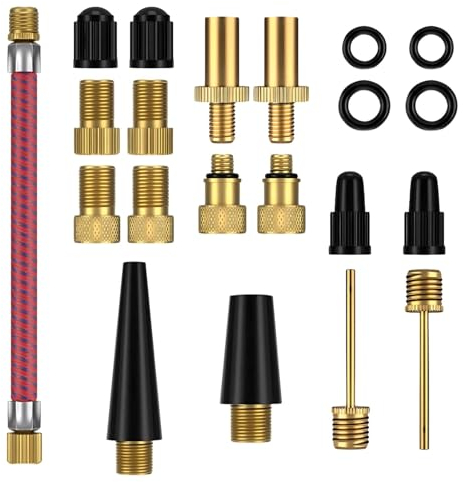 Alicer Fahrradventil Adapter Set, AV DV Ventiladapter Fahrrad, Kompressor Ventiladapter, Französisches Ventil Adapter und Adapter Autoventil Adapter, Luftpumpe Adapter, Dichtring