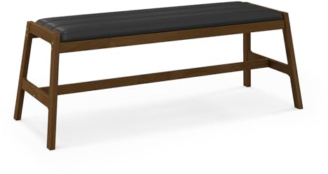 RELAX4LIFE Banco tapizado con marco de madera maciza y asiento acolchado de piel de PVC, banco de comedor de estilo industrial, soporta hasta 150 kg, banco de madera para cocina, comedor, entrada, 127
